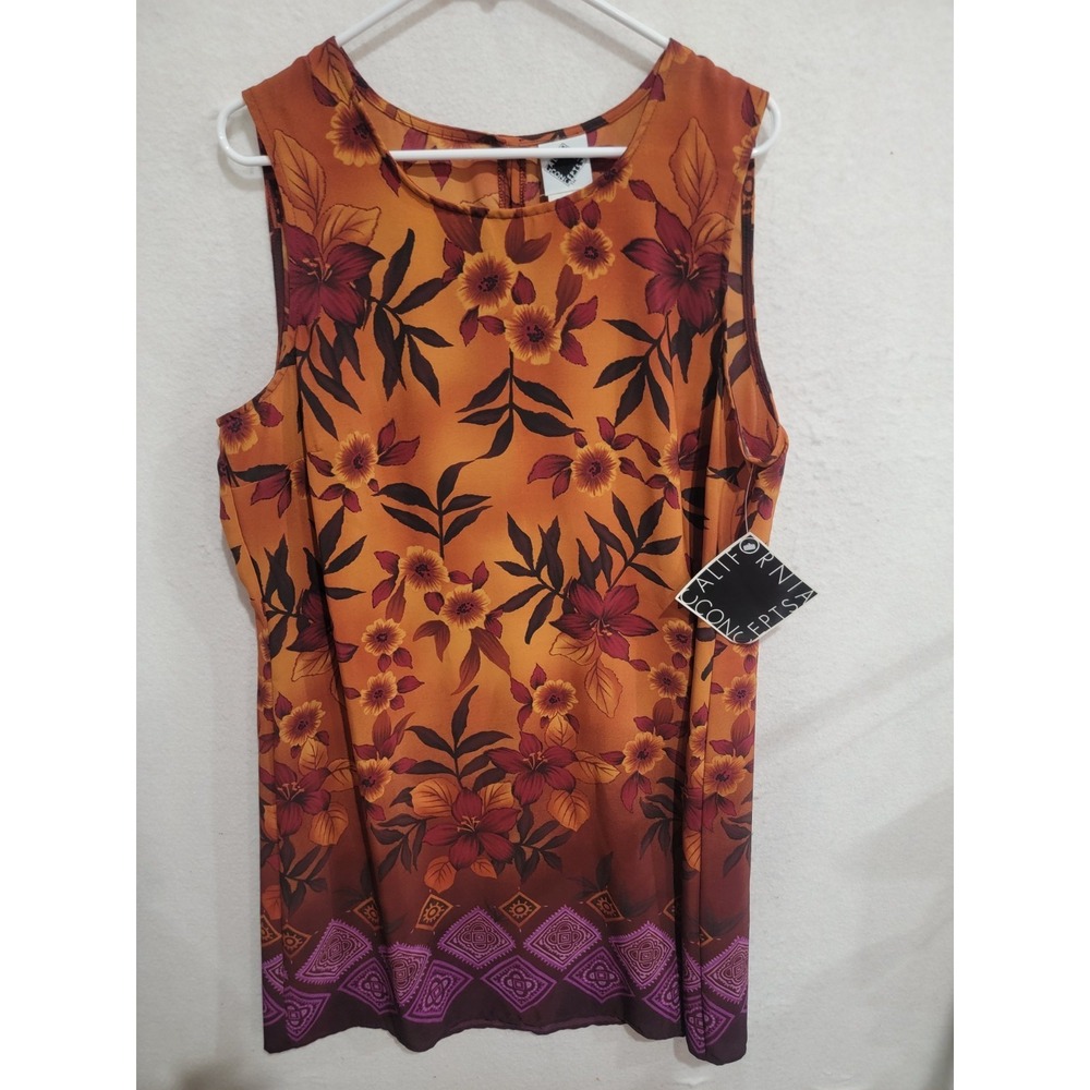 NWT VTG 90s California Concepts Floral Border Print Midi Dress Plus 18 Boho Y2K